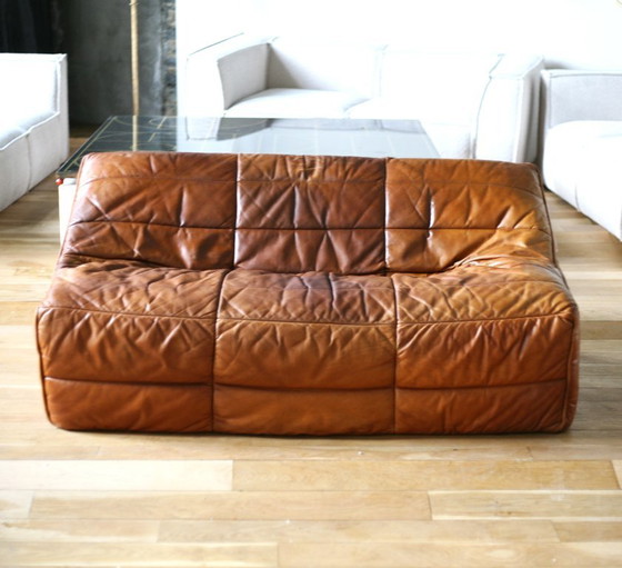 Canapé Ligne Roset, van Michel Ducaroy, model Anais, 1981 – 2 zitsbanken, Leer (photo 11 of 31)