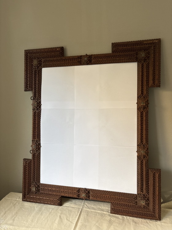 Image 1 of Cornice antica in stile arte popolare | Arte folk | 78 x 67 cm