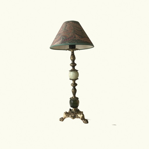 Lampe de table vintage en laiton avec marbre onyx - Classic Decor