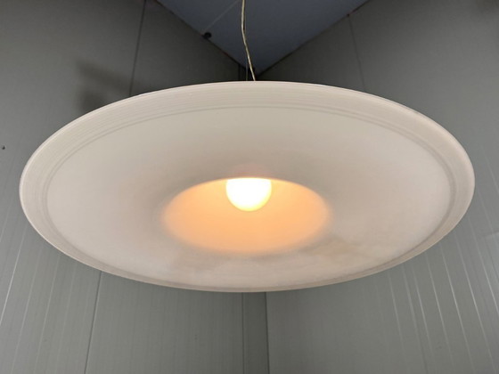 Image 1 of Vistosi Italy large white glass pendant lamp 1960's