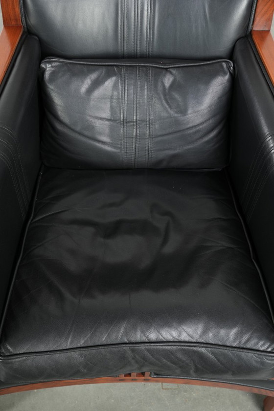 Image 1 of Black leather set of 2 Art Deco Schuitema design armchairs in good condition