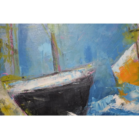 j.j. Millet "Ships in Rough Seas" Olio su tela firmato e datato – Dipinti e disegni, Canvas (photo 11 of 12)