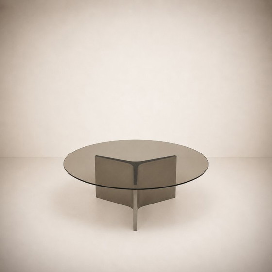 ÉTIENNE FERMIGIER — Drie Salontafels J.E.R., circa 1968 – Glass, Metal (photo 4 of 13)