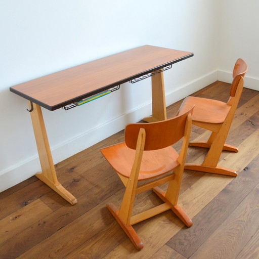 Desk set + 2 Casala 1950s chairs