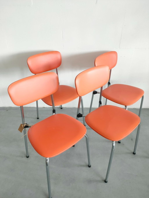 Vintage Jaren 70 keukenstoelen ('Brabantia buisstoelen') – eetkamerstoelen, Chrome, Metal