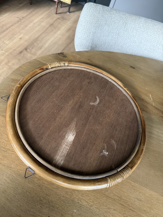 Vintage Mid-Century Modern Round Bamboo & Rattan Wall Mirror – 1960s/1970s Boho Chic Italian Style – Spiegels (photo 6 of 11)