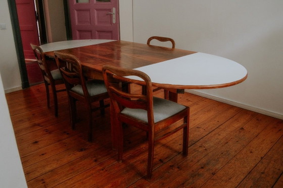 Vintage Extendable Dining Table + 4 Chairs – Wood – Folding Table (photo 6 of 9)