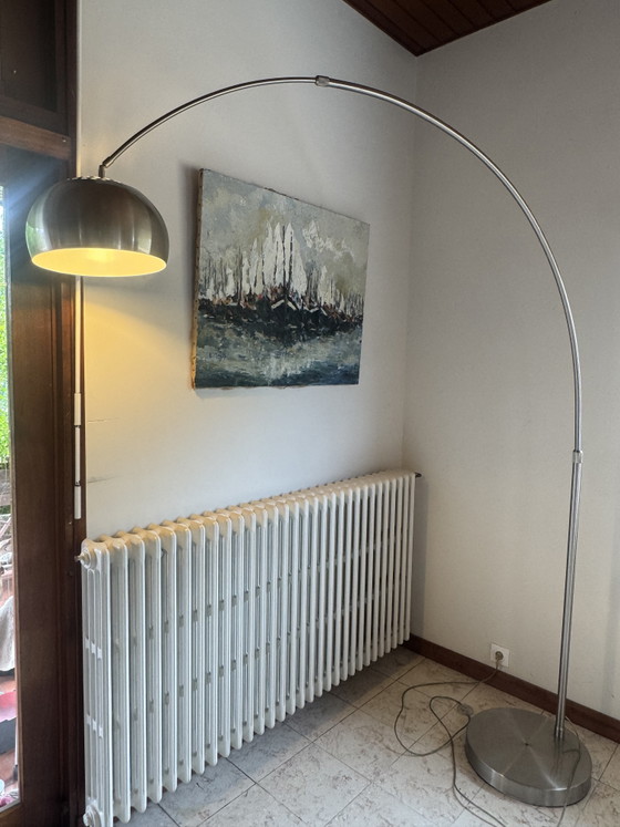 Image 1 of XXL vintage design arched floor lamp – In the style of the Castiglioni brothers – 1970s