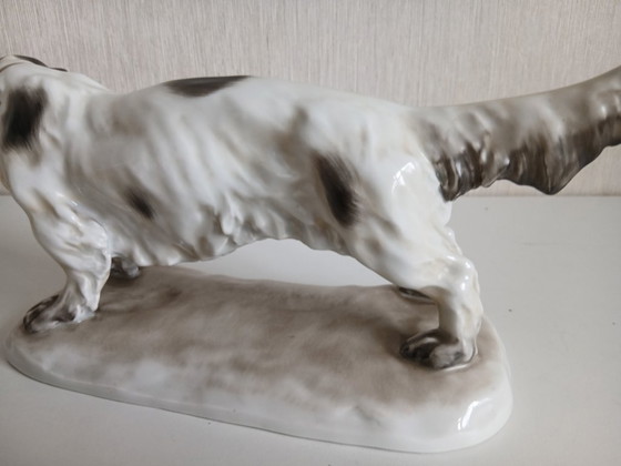 Image 1 of Gyorgy Vastagh Herend, groot porseleinen beeld Ierse Setter