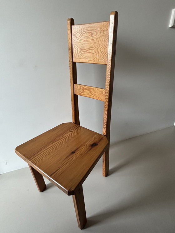 Image 1 of SET OF 4 BRUTALIST PINE HIGH-BACK DINING CHAIRS BY ROLAND WILHELMSSON FOR KARL ANDERSSON & SÖNER, 1960S