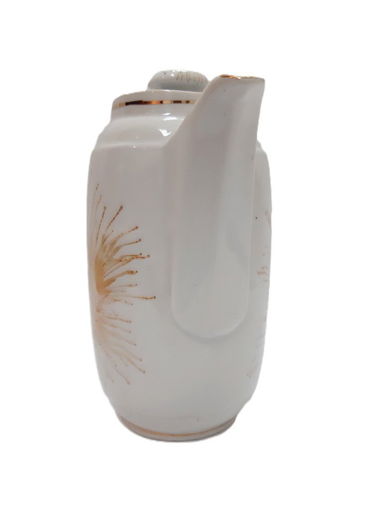 Image 1 of Pichet vintage en porcelaine à motif ensoleillé avec couvercle