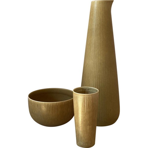 Ensemble de 3 vases vintage par Gunnar Nylund, Suède années 1950