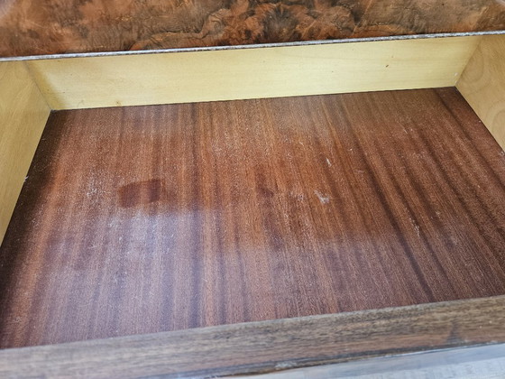 Image 1 of Walnut Burl Chest of Drawers with Double Glass Top