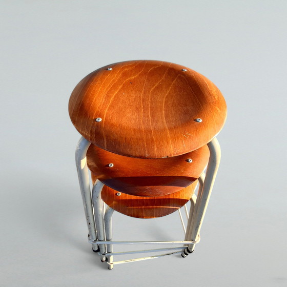 Image 1 of 4x sgabelli da laboratorio scolastico vintage