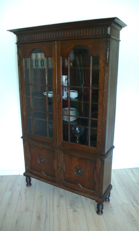 Bücherschrank Vitrine Jugendstil aus England Eiche dunkel um 1910 – Glass, Wood (photo 6 of 6)