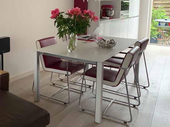 Image 1 of 1 Leolux table Strabo and 4 chairs Leolux Spring Orchid