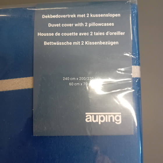 Image 1 of Copripiumino Auping con motivo a serpentina blu, 240 x 220 cm.