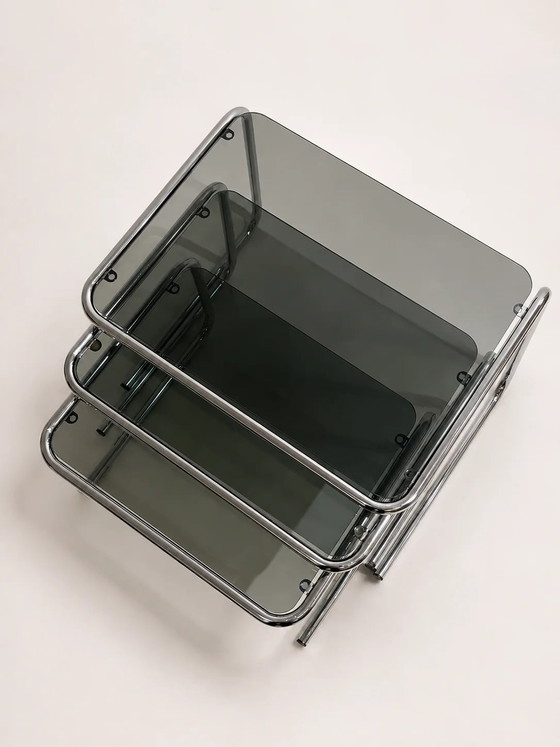 Vintage nesting tables – Side tables, Chrome, Space Age (photo 3 of 4)