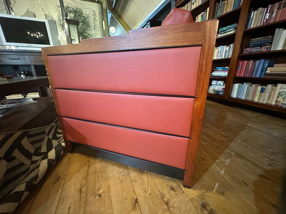 Exclusieve Schuitema Decoforma "Baldwin" 2,5-Zitsbank – Koraal/Bordeauxrood Leder – In Nieuwstaat! (photo 6 of 11)