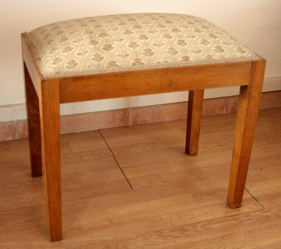 Image 1 of Vintage stool-bench in solid walnut wood, 1950s-60s