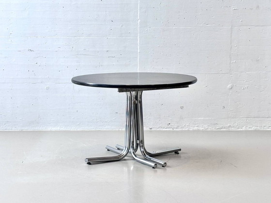 Image 1 of Black extendable table with chrome frame, 1970s