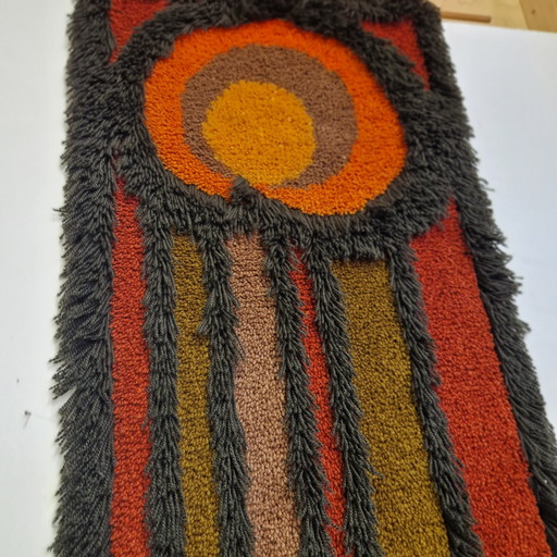 70's Vintage Wool Wall Rug Smyrna Years 70's Wall Rug
