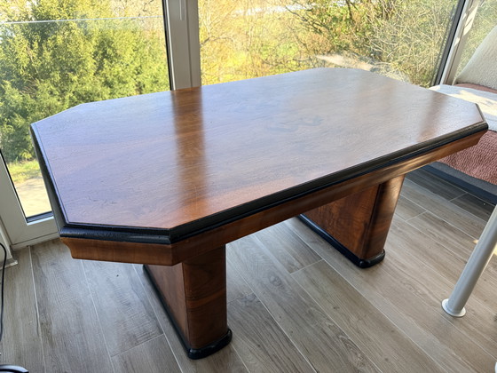 Image 1 of English Art Deco Style Dining Table – London  – Walnut Veneer