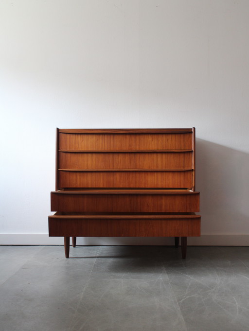 Vintage Deense ladekast in teak, breed!