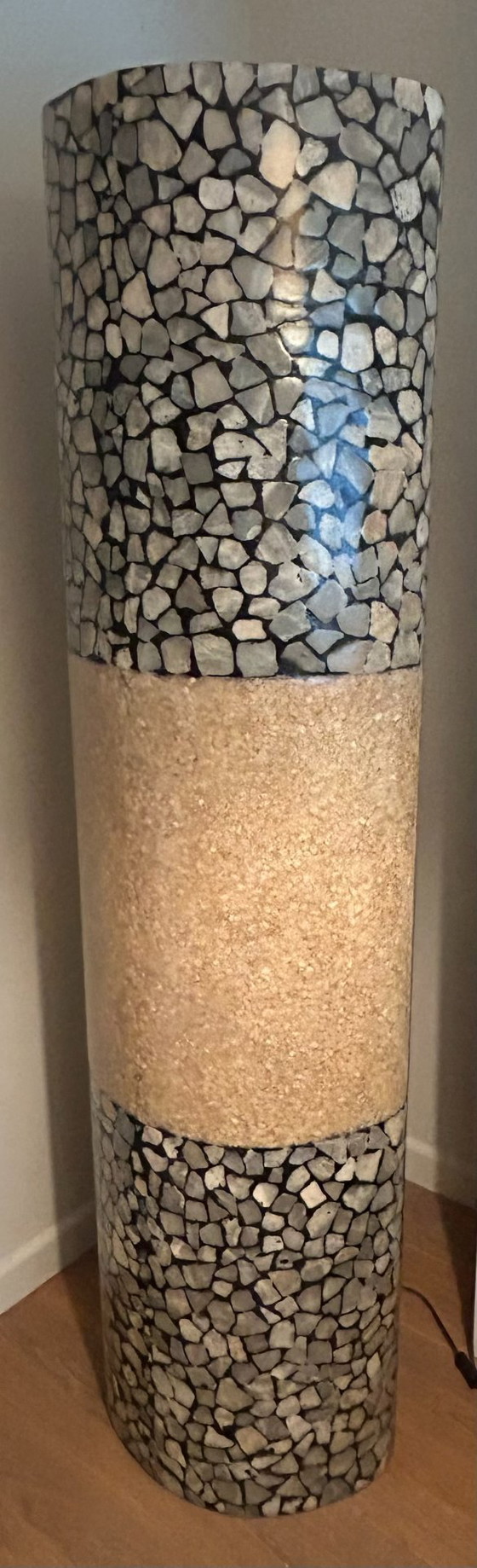 Lampe design, pierre onyx et coquillages - unique, Lampadaires, Plastique, Beige (photo 4 sur 8)