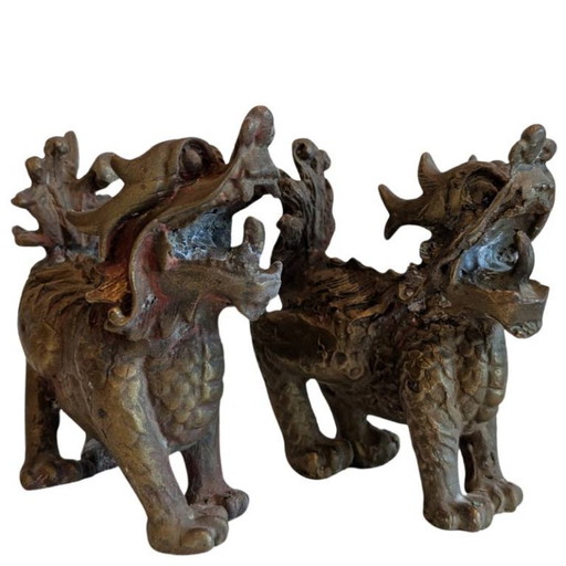 Paire de chiens de Fô en bronze chinois – Lot 101 – decoratieve objecten