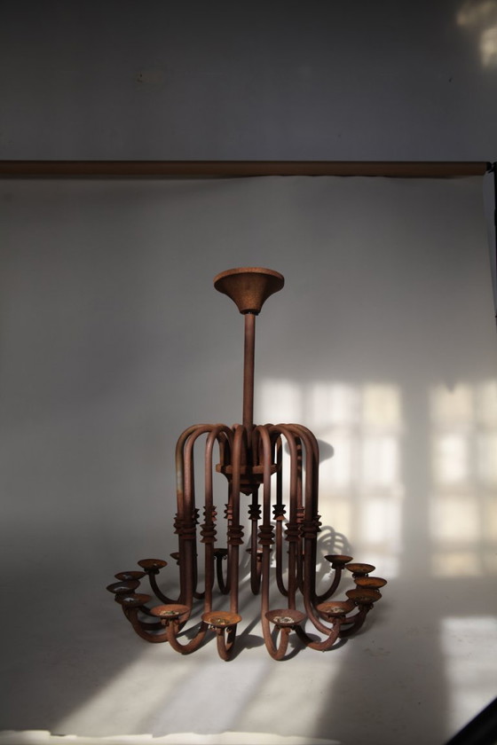 Image 1 of Monumental Antique 16-Arm Candle Chandelier