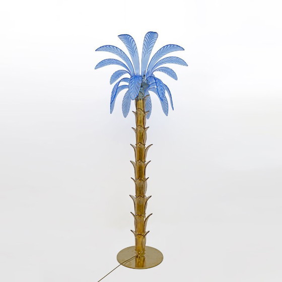 Image 1 of Mid-Century Modern Murano Glass and Brass Palm Tree Floor Lamp