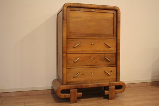 Table de nuit en noyer, Art déco, années 1950, Mid-Century Modern, Italie