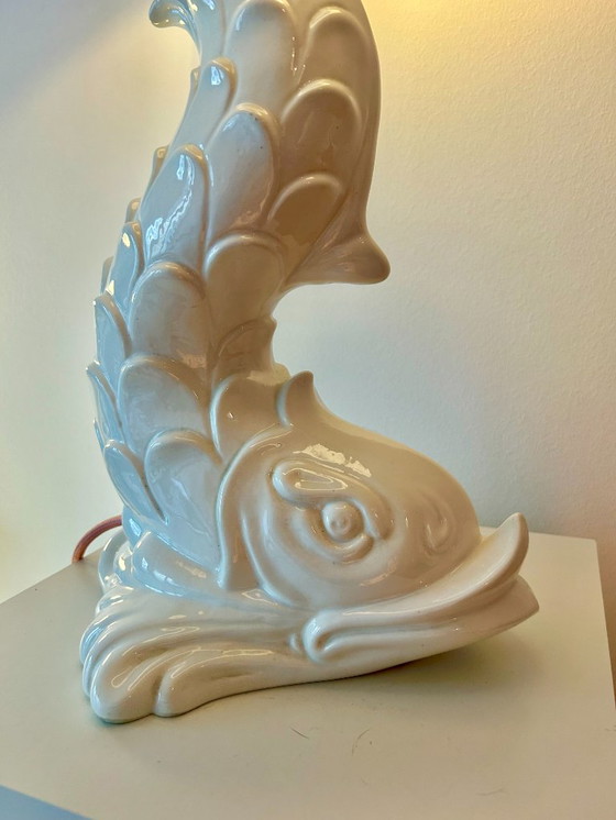 Image 1 of Italiaans Modern: Opvallende keramische lamp uit de jaren 60 uit Italië - volledig gerestaureerd - nieuwe lampenkap