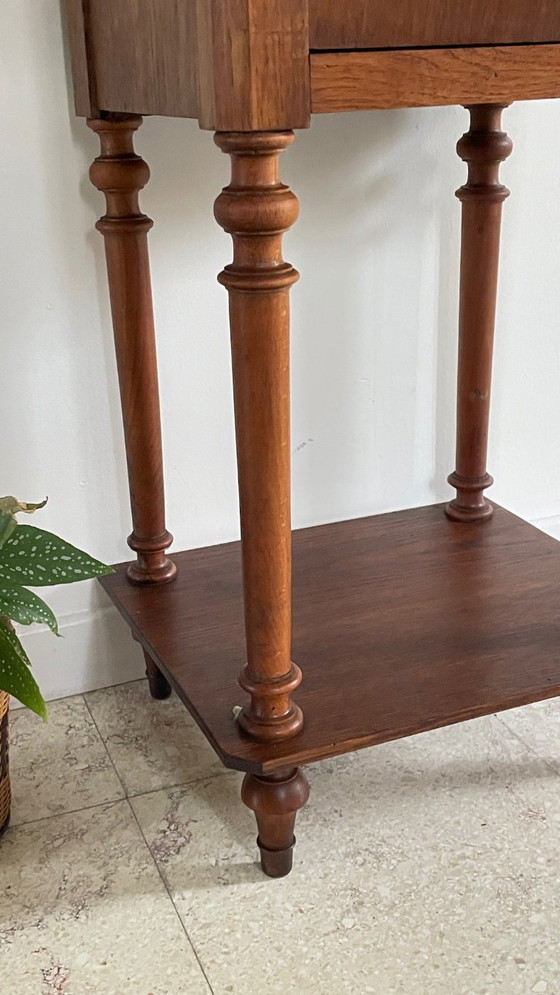 Image 1 of Antiker Nachttisch aus Holz und Marmor