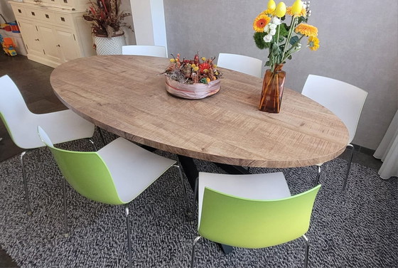 Image 1 of 6x Arper Catifa 46 designer chairs | Green/White | Stackable & modern