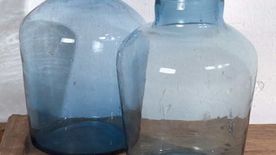 Antique blue flasks (c.1920). Set of 2 pieces #31 – Decorative Objects (photo 3 of 16)