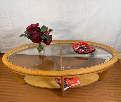 Mid-Century Retro Vintage Oak-Style Coffee Table by Nathan Furniture  Edged Glass Top • British Design Classic • Timeless Statem