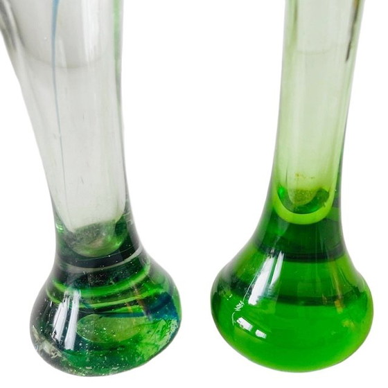 Image 1 of Ensemble de vases en verre de Murano vert du Mid Century années 1950