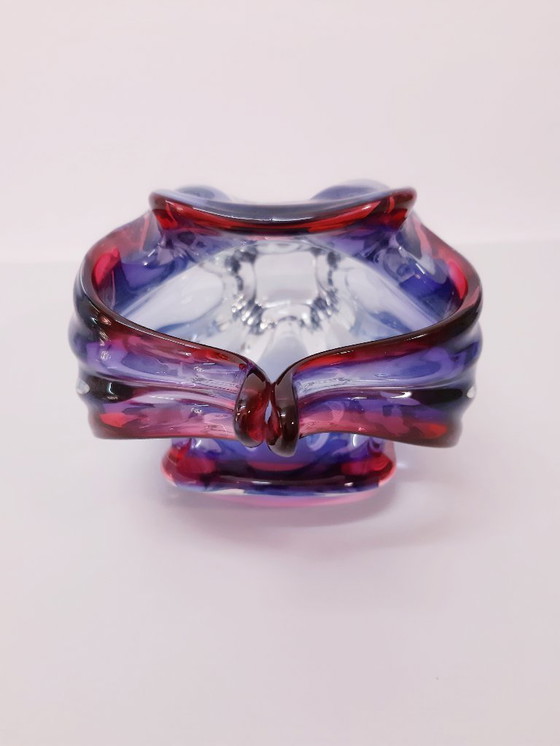 Image 1 of Basket for candy/sugar/ hand blown glass by Josef Hospodka/ Czechia