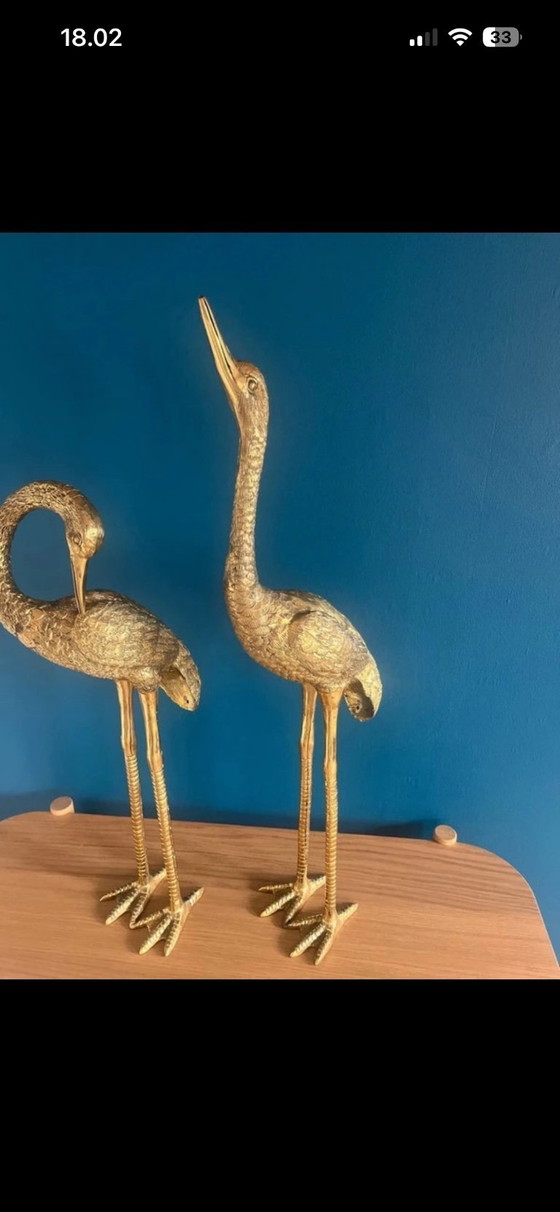 Image 1 of Grues/hérons vintage en laiton