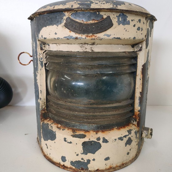 Image 1 of Set vintage di lampade marittime antiche (luce superiore, babordo-tribordo)