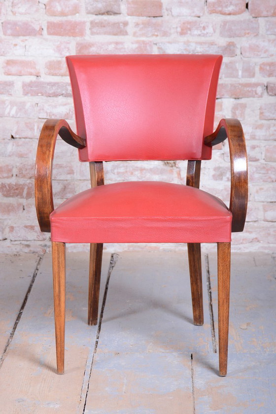 Restored Art Deco Armchair, by Jules Leleu, Beech, Revived Polish, France, 1930s – Wood, Skai (photo 10 of 14)