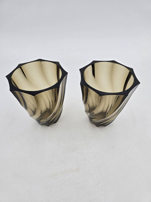 Paire de vases en verre fumé 50's – vazen, Glass (photo 2 of 5)