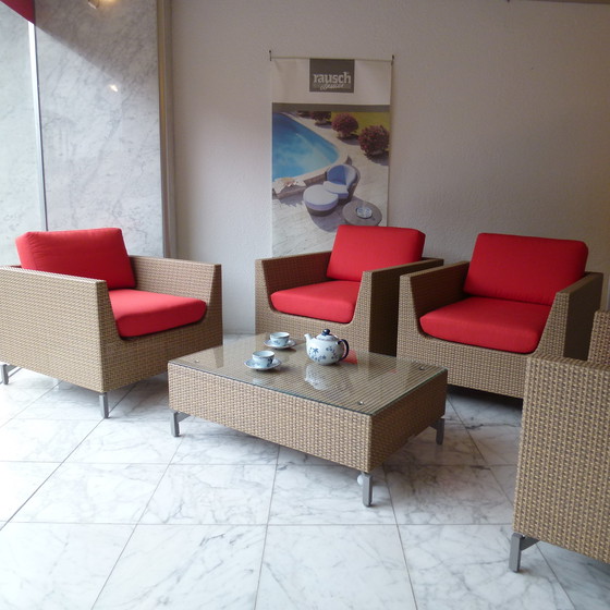 Image 1 of Silla de jardín Rausch Classic Cubic Bay con mesa (juego de 4)