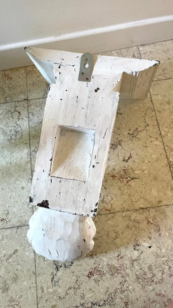 Patinated White Wall Console Shelf – Shelving unit, Wood (photo 17 of 35)