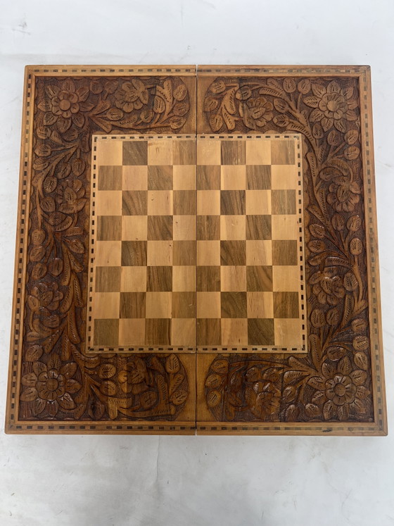 Antique Handmade Chessboard – Decoration, Wood, Brass (photo 2 of 10)
