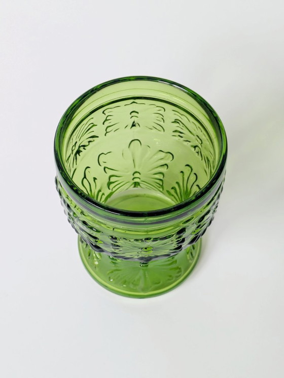 Image 1 of Set di 6 bicchieri vintage verdi italiani |Fidenza Vetraria Bormioli | 1970 Midcentury Barware