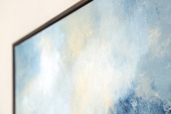 Original Framed Blue Abstract Landscape Painting, Acrylic on Canvas - I Was Looking for This (photo 14 of 19)