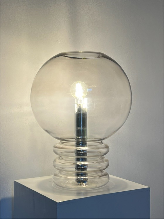 Vintage bulb table lamp – Herbert Proft for Glashütte Limburg – Chrome, Mid Century Modern (photo 5 of 9)
